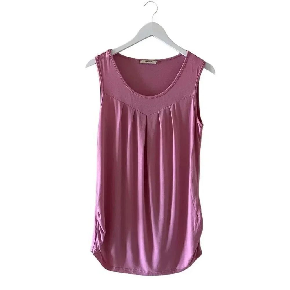 Bebonnie Sleeveless Pink Soft Minimalist Sided Women’s Top SZ M # 1178